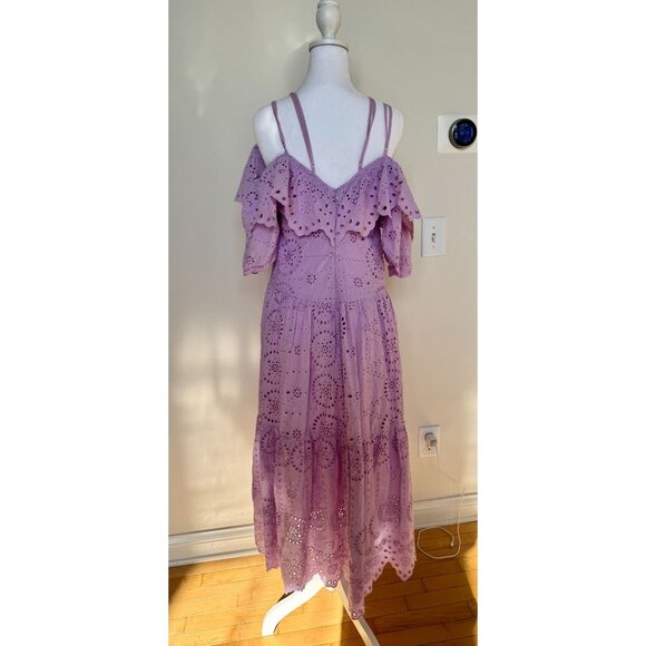 NWT Fate Lavende Eyelet Lace Ruffle  Dress Adjustable Straps Medium 100% Cotton - Picture 4 of 10